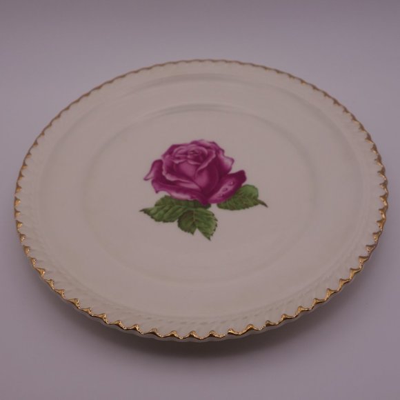 The Harker Pottery Co 22 KT. GOLD Rose Pattern 6inch Plate & Matching Pie Server - Picture 2 of 14